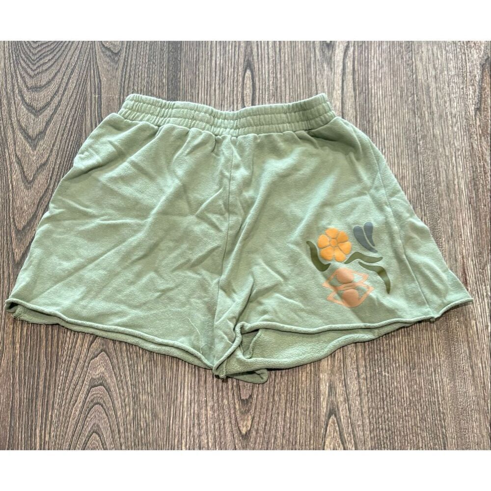 Desert Dreamer Womens Fleece Shorts Elastic Waist Cotton Blend Green Size S
